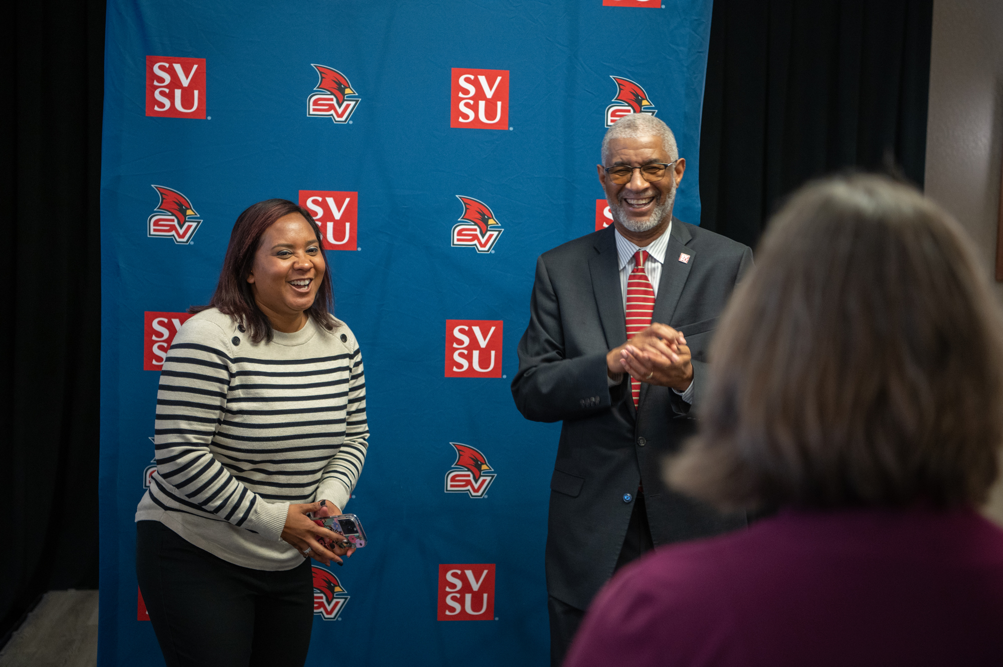 George Grant Jr. meeting with one SVSU Faculty and Staff